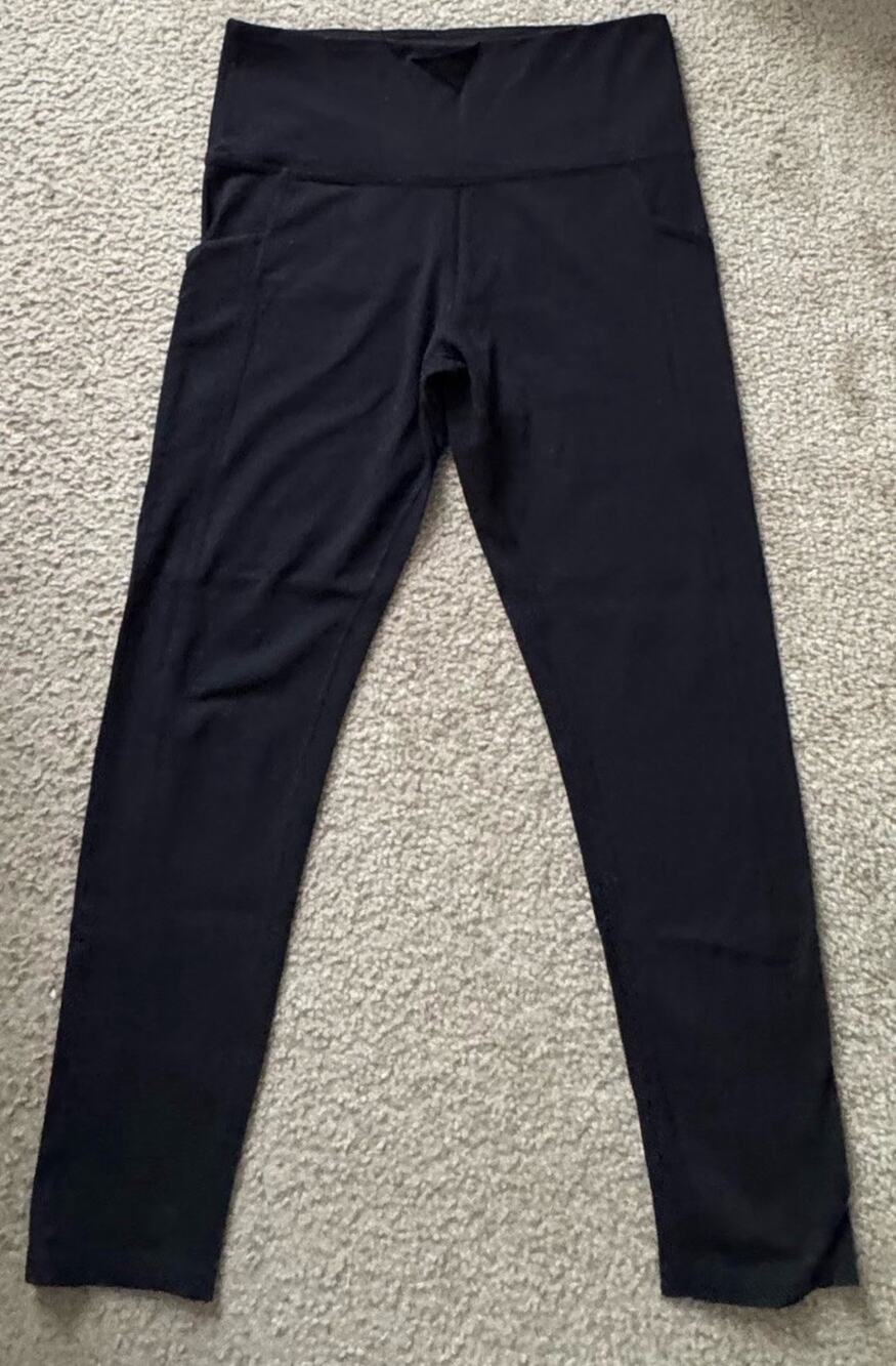 Tuff Athletics Women’s Large Black High Rise Leggings Side Pockets Yoga Pants